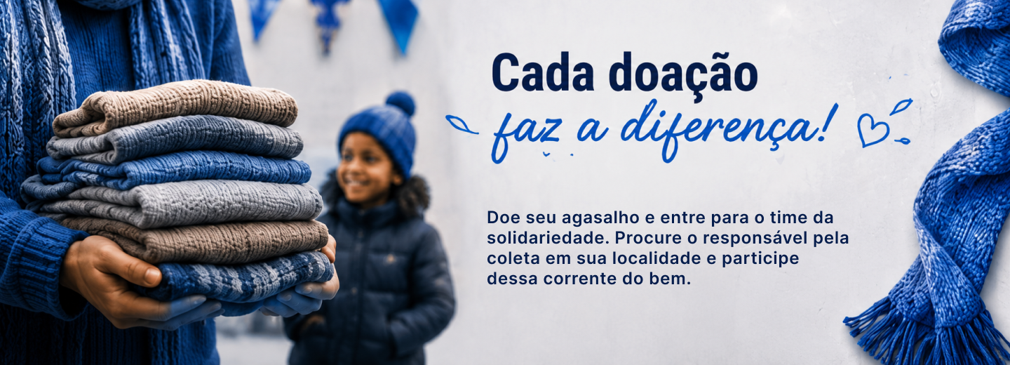 Cada doação faz a diferença! Doe seu agasalho e entre para o time da solidariedade. Procure o responsável pela coleta em sua localidade e participe dessa corrente do bem.